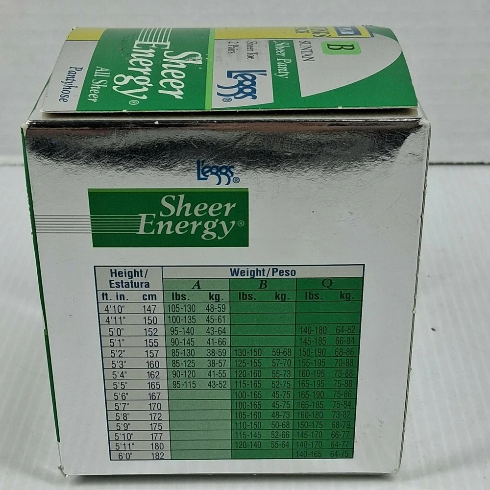 L'eggs Sheer Energy All Sheer Pantyhose 2 Pair Pack Suntan Size B Vintage 1996